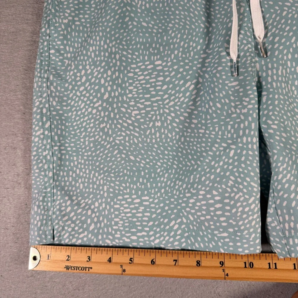 Chubbies Teal White Abstract Dot Swim Trunks Mesh Lined XL Youth 18/20